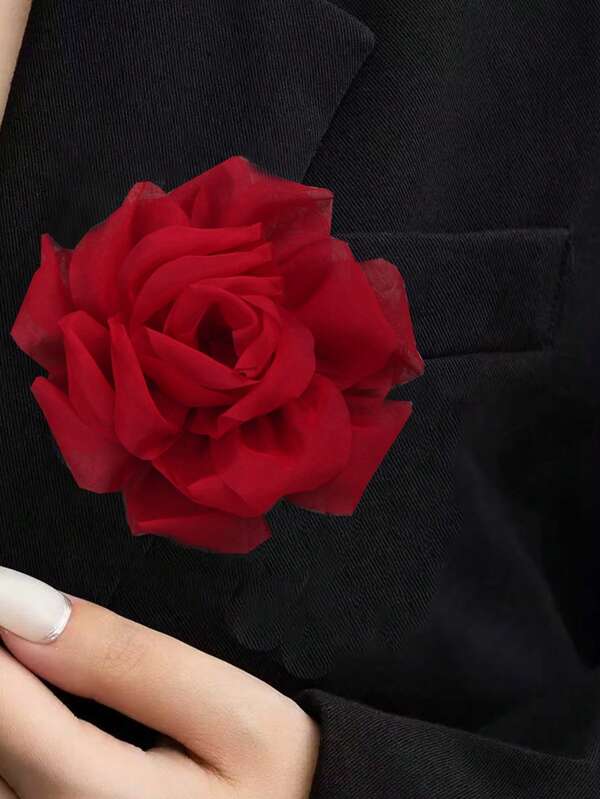 Broche fleur en tissu d'organza, épingle de revers élégante, accessoire de bijouterie fait main pour femmes, convient pour mariage, fête