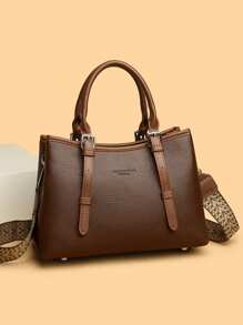 2025 时尚女士手提包经典皮革手包奢华单肩包设计师大号托特包女士斜挎包女包 - 棕色 - 查看 2