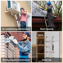 2.6m-5m Portable Retractable Attic Ladder Steel Extension Loft Step Ladder 150kg HomeWarehouse DlY Stepladder With Removable Hook - Bạc - Xem 6