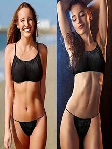 50 件一次性内裤套装，女士一次性内裤 Spa 比基尼丁字裤，免晒喷雾美黑上衣内裤 - 彩色 - 查看 5