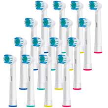 16pcs/Set Replacement Brush Heads Compatible With Oral Electric Toothbrush, White.