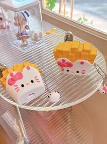 Sanrio 1 pieza Funda protectora con diseño de patatas fritas en 3D de dibujos animados y Gato Hello Kitty para AirPods Pro 2, Funda para auriculares inalámbricos Bluetooth Apple para AirPods 1/2/3 (Auriculares no incluidos)