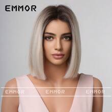New Style Wig - Middle Part, Gray Short Straight Hair, Full Bob Wig