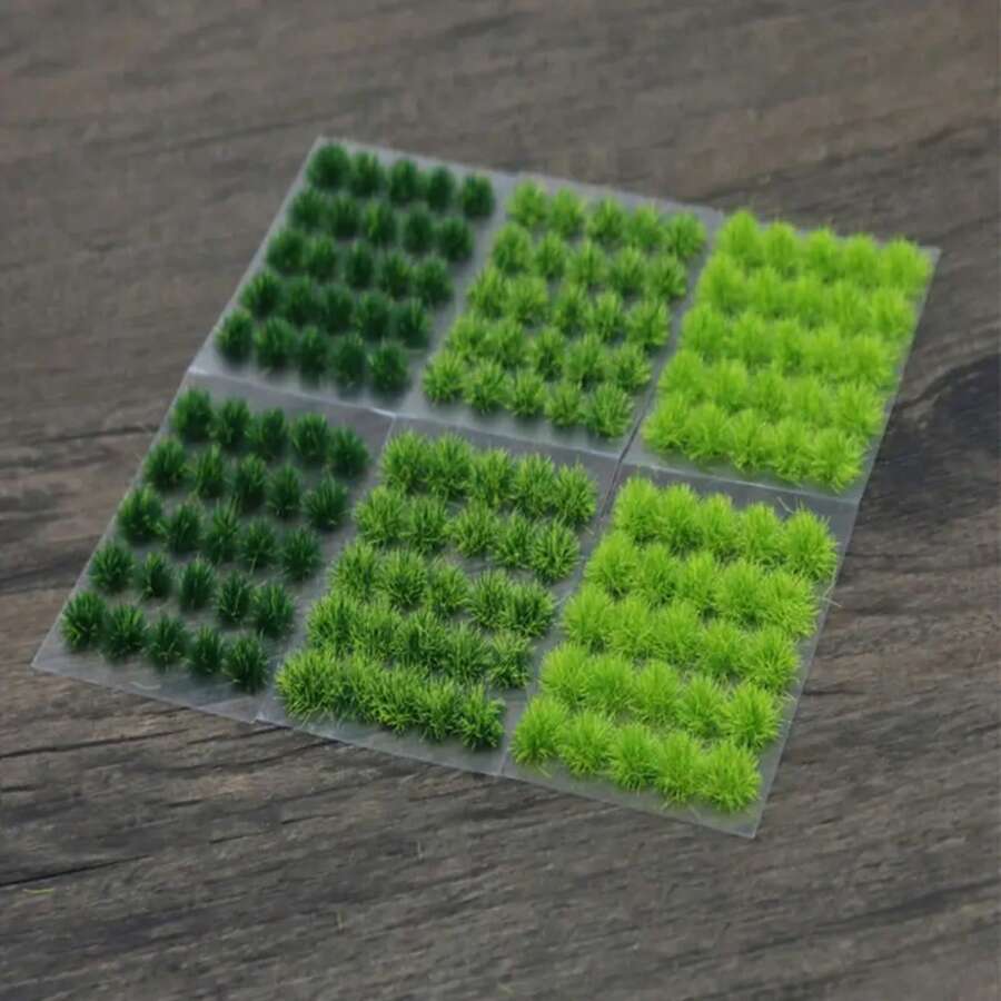 50PCS 5mm Artificial Grass Tufts Miniature Grass Bushes Plant Cluster Multi-Terrain Simulation Model Sand Table Scene Material