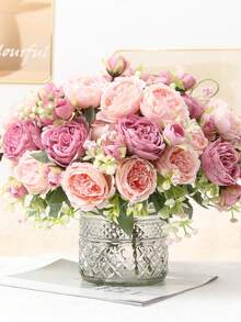 1pc Artificial Mixed Flower Bouquet With Rose, Hydrangea, Peony, Ideal For Valentine's Day Gift, Wedding, Birthday Party, Home Decor, Maintenance-Free Preserved Flowers