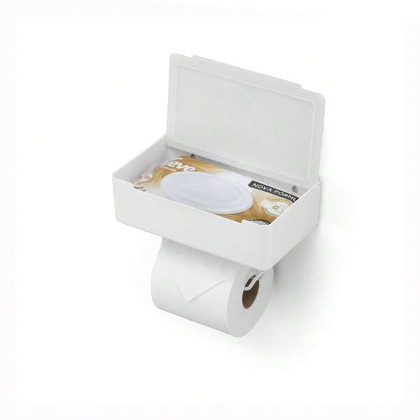 Porta Papel Higiênico e Lenços Umedecidos com Suporte para Celular