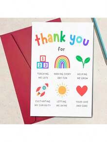 1pc Charming Teacher Thank You Card, Teacher Appreciation Gift: Unique Educator Thank You Card, ...Ladies And Gentlemen - Birthday, Small Business And Special Occasions, Gifts, Graduation, Teacher Appreciation Gifts, Thank You Cards - Multicolor - View 2