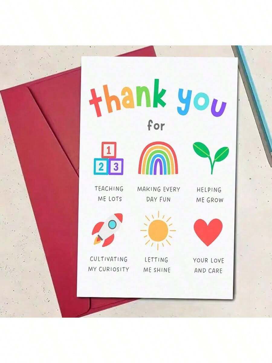 1pc Charming Teacher Thank You Card, Teacher Appreciation Gift: Unique Educator Thank You Card, ...Ladies And Gentlemen - Birthday, Small Business And Special Occasions, Gifts, Graduation, Teacher Appreciation Gifts, Thank You Cards