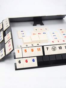 1 Set Permainan Rummy, Permainan Rummy Portabel, Dilengkapi Tas Kanvas Tahan Lama, Permainan Rummy Klasik, Cocok untuk Permainan Keluarga, 106 Kartu, 4 Tempat Kartu, 1 Dadu (2-4 Pemain) - MultiWarna - View 2