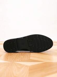 女士圆头平底乐福鞋,厚底复古休闲鞋,学院风学生鞋,春秋季 - 黑色 - 查看 9