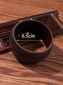 Vintage Bohemian Style Wooden Bangle Bracelet - Coffee - View 4