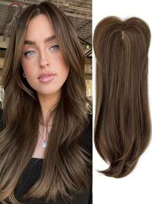 Elegant 22-Inch Blonde Deep Roots Synthetic Wig Top For Women - Straight Hair, Natural Look, Easy Maintenance, Suitable For All