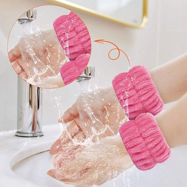 1PC Wrist Spa Washband Microfiber Washing Face Wrist Wash Towel Band Wristband Scrunchies Absorbent Wrist Sweatband For Women Prevent Liquid From Spilling