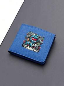 1 محفظة قماشية مطبوع عليها تصميم وحدة تحكم ألعاب كرتونية ملونة، تصميم فريد متعدد فتحات البطاقات، محفظة مزدوجة مع حامل بطاقات الائتمان، خفيفة الوزن وقابلة للحمل متعددة فتحات البطاقات، هدية مثالية للمراهقين