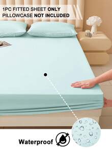 1 tấm bảo vệ nệm chống thấm nước màu trơn, thân thiện với da, mềm mại và thoải mái, dùng làm ga trải giường, tấm lót nệm ngủ ấm cúng, phù hợp cho mọi mùa. - Màu xanh Bạc hà - Xem 3