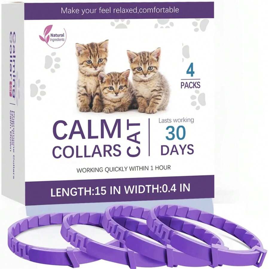 Calming Collars for Cats 4 Pack - Long-Lasting Pheromone ... - Amazon - Calming Cat Collars With Pheromones