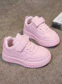 儿童白鞋2025春秋季：男童运动鞋、轻便校鞋、女童休闲一脚蹬鞋、软底婴儿鞋 - 粉色 - 查看 5