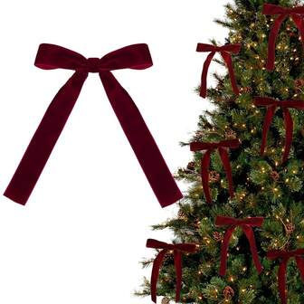 24-Pack Vintage Bow Christmas Tree Ornaments, Ribbon Bows For Holiday Wreaths, Home Decor Christmas Decorations Room Decor Winter Christmas Decorations Home Christmas Gifts Christmas Decor