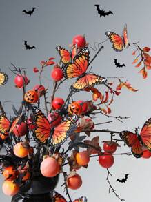 12/24 Pcs Black & White Butterfly Garden Stakes, Waterproof PVC Artificial Butterflies For Wedding Decor, Home Vase Decoration - Multicolor - View 5