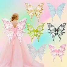 1 pieza Encantadoras alas de mariposa de hada brillantes, accesorio de fotografía de moda para fiestas, adecuado para fiestas temáticas de Halloween, despedida de soltera, cosplay, fiestas temáticas de hadas mariposas, reuniones, decoración para actuaciones en el escenario, regalo de 18 cumpleaños, decoración de boda nupcial