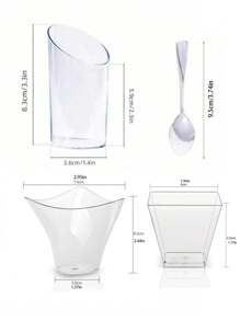 20/40/80 piezas Copas de postre con cucharas, pequeñas y inclinadas tazas de plástico transparente, tazas redondas y anguladas para mouse, para pudín, mouse, gelatina, fiestas, adecuadas para pasteles de helado, decoración de postres, fiestas de cumpleaños, bodas y otros eventos, 1 pieza