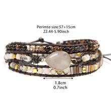 Braccialetto bohémien da donna, fatto a mano e unico nel suo genere, a 3 giri, con pietre naturali pregiate, perle di labradorite scintillanti, stile regolabile - perfetto per l'uso quotidiano, come regalo, accessorio per tutte le stagioni