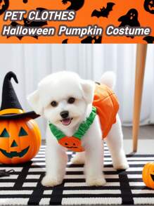 1PC Adorable Pumpkin Pet Halloween Clothes - Dog & Cat Outfit For Party, Halloween T-Shirt Funny Pumpkin Head Costume For Small Pets, Gifts & Festive Fun (XS-L) Halloween Halloween Costumes