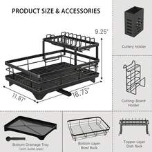 Dish Drying Rack, Two-Tier Removable Dish Rack, Suitable For Kitchen Countertops, Large-Capacity Dish Drainer, Kitchen Storage Rack With Knife And Cutting Board Holders, Efficiently Saves Space For Storing Plates, Bowls, Pots, And Utensils, Efficiently Stores Plates, Dish Drainer Rack. - 黑色 - 查看 5