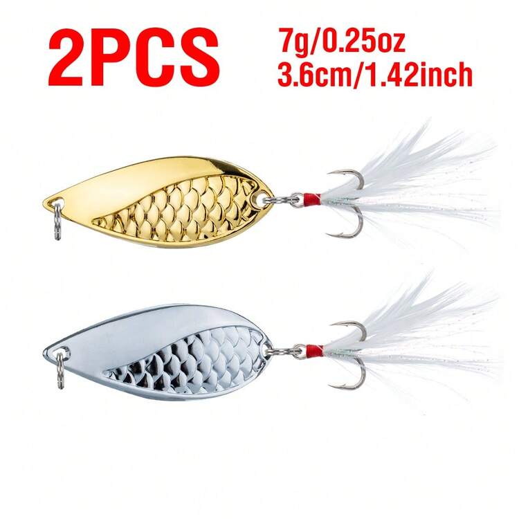 2PCS Spoons Lure Gold/Silver Metal Swimbait 2.5-20g Casting Lure 2.6-5.3cm Artificial Hard Bait Sinking For Trout Bass - Multicolor - View 15