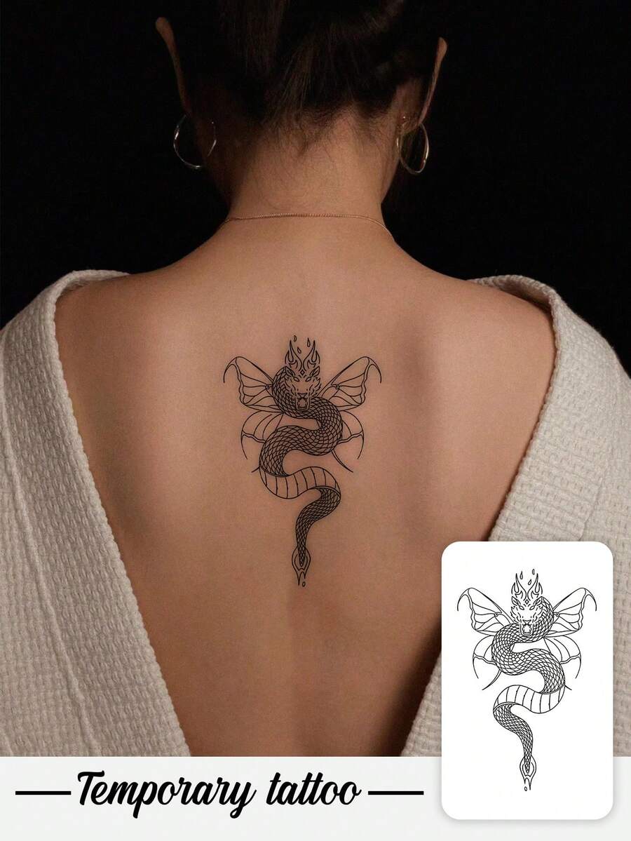 防水防汗假纹身，黑暗咆哮黑龙神圣临时纹身贴纸，PVC 材质，Y2K 风格简约图案，防汗，中国风假纹身，人体艺术纹身，适合人们日常使用