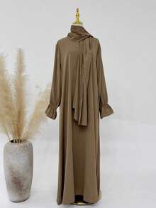 1pc Nida Fabric Scarf Attached Abaya Khimar, Suitable For Women's Daily Wear And Prayer, Applicable For All Seasons - Multicolor - View 10