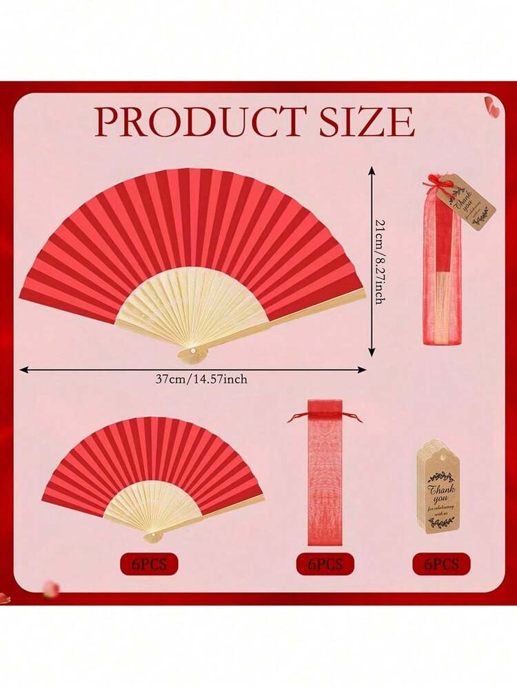 3/15/30 件套优雅白色折扇，含感谢卡和礼品袋，新娘竹制手持扇，适合作为伴娘礼物和婚礼装饰，也是派对、活动和夏季配饰的完美之选。 - 多色 - 查看 6