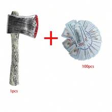 1件万圣节角色扮演塑料玩具，包含逼真斧头、逼真电锯、逼真美元道具、派对用品。注意：由于手工制作，不同部件可能存在轻微划痕、串色、染色、褪色或色差，均属正常现象。[部分组件随机选择，可能存在颜色差异] - 彩色 - 查看 9