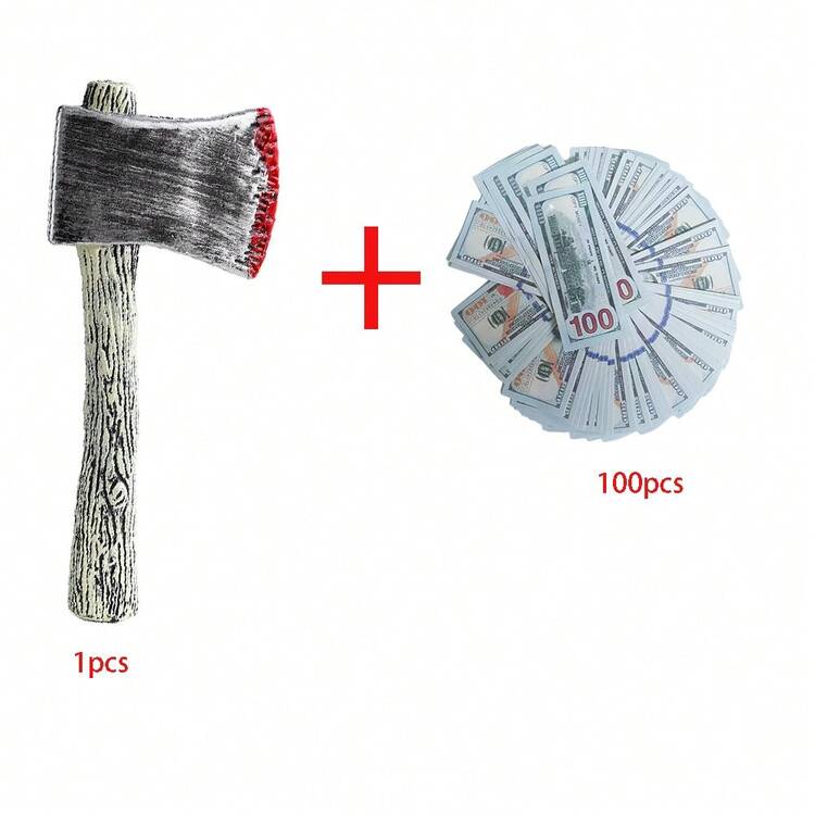 1pc Halloween Role Play Plastic Toy, Realistic Axe, Realistic Chainsaw, Realistic Dollar Bill Prop, Party Supplies. Note: Due To Handmade Production, There May Be Minor Scratches, Color Transfer, Dyeing, Fading, Or Color Difference On Different Parts, Which Are Normal. [Some Components Are Randomly Selected And May Have Color Variations] - Multicolor - View 9