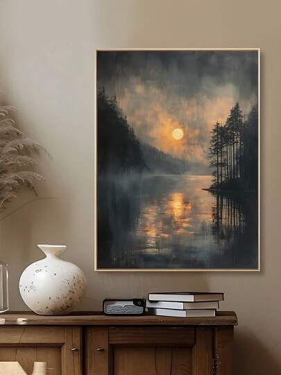 1 pieza Impresión artística de luciérnagas en el bosque mágico - Arte botánico de pared, decoración de lienzo de paisaje, decoración natural artística de luciérnagas, estilo Dark Academia, impresión de cielo nocturno misterioso y decoración de habitación con tema de bruja, arte vintage, arte de lienzo de naturaleza y decoración del hogar mágica, arte de otoño, decoración de dormitorio, decoración de sala de estar, decoración de oficina