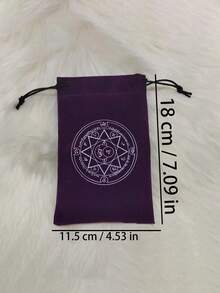 1 pieza Bolsa de almacenamiento de cartas de tarot, con patrón de pentágono, bolsa de terciopelo negro con cordón, bolsa de terciopelo para guardar cartas, bolsa de almacenamiento para vacaciones, bolsa para joyas - Multicolor - Ver 5