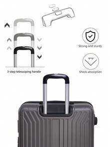 歐洲製造，行李箱學校宿舍必備品大學宿舍必備品學校行李箱旅行箱行李箱耐度假必備手提行李箱旅行箱、輪式行李箱套裝、登機箱，托運箱，四輪行李箱、硬殼拉桿箱、ABS 材質， - 深灰色 - 查看 5