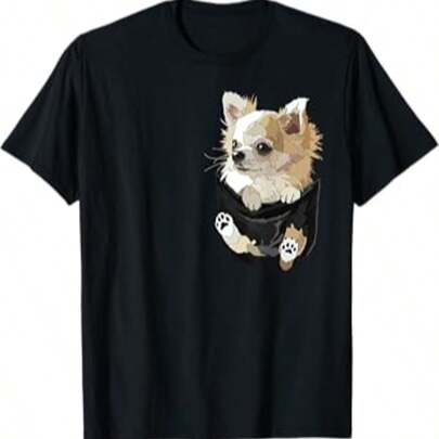 [男女兼用] チワワ インポケット チワワ 長髪 チワワ 犬好き Tシャツ - チワワ インポケット チワワ 長髪 チワワ 犬好き - チワワ ポケットに入ったチワワ 長髪チワワ チワワのお母さん、チワワママ、チワワガール、チワワパ、チワワ犬好きへのギフトに。