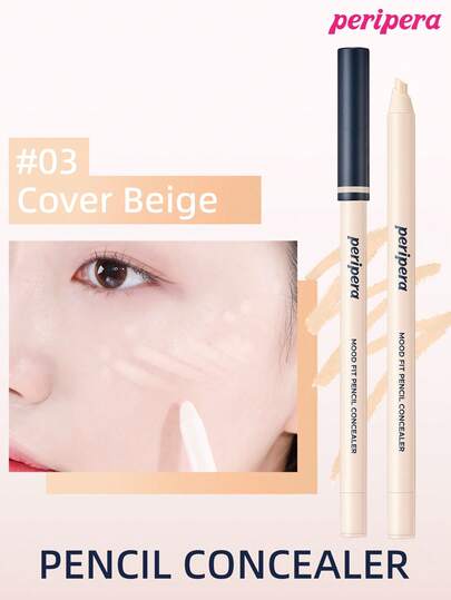 Peripera K-Beauty MOOD FIT PENCIL CONCEALER, Stift-Concealer, zarte, glatte Textur, geeignet für empfindliche Haut, Gel-Concealer, leicht, volle Abdeckung, korrigiert Hautfarbe, langanhaltend, kaschiert, korrigiert, deckt ab, hydratisiert, hebt hervor, Light Sand, Koreanisches Make-up