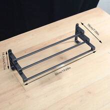 1pc Quick-Drying Towel Bar 2/3-Tier Shelf Easy To Install Large Wall-Mounted Rust-Proof For Bathroom Black Towel Bar - Multicolor - View 6