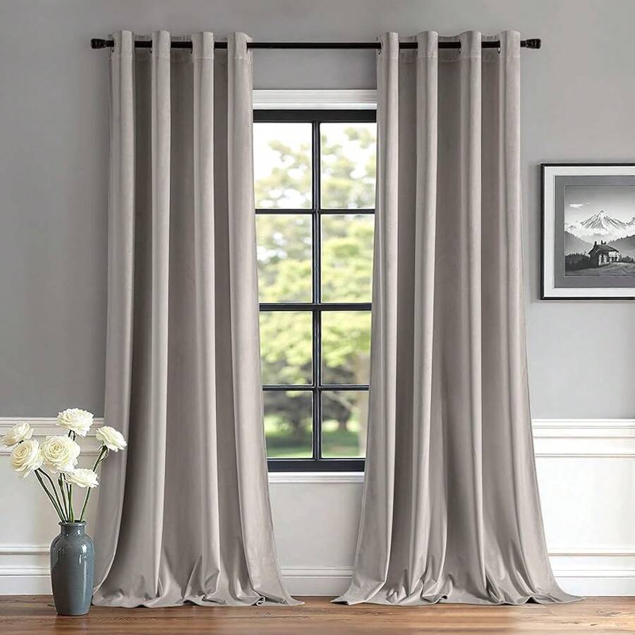 2 Panels Blackout Curtains Solid Soft Grommet Mustard Yellow Thermal Insulated Soundproof Room Darkening Curtains/Drapes/Panels Fall Living Room Bedroom 52 X 90 Inch - 銀色 - 查看 1