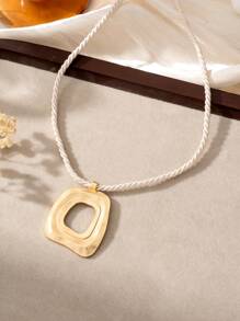 1 件简约不对称几何吊坠扭绳项链，适合女性日常、度假、派对佩戴 - 彩色 - 查看 2