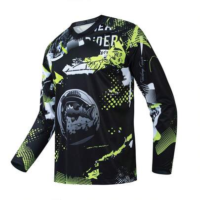 TELEYI Men's Lightweight Quick-Dry Fishing Shirt - Moisture-Wicking Breathable Long Sleeve Top Color Sleeves For Outdoor Activities, Hiking, Camping, Boating, Fishing Gear | Contrast Sleeve Design | Branded Apparel, Fishing Accessory