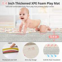 79x71 Foldable Baby Play Mat For Floor, Extra Large Tummy Time And Crawling Playmat, Thick Foam Play Mat For Baby, Reversible Portable Babies Floor Mats For Infant, Toddler - 彩虹 - 查看 2