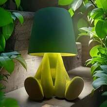 Touch Control Bedside Table Lamp - Color Changing LED Desk Light With Soft Fabric Shade & Gold Deco, Stylish Accent Lighting For Bedroom/Office - 綠色 - 查看 1