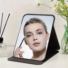 Przenośne, składane lusterko kosmetyczne ze sztucznej skóry z powierzchnią ze szkła HD – idealne do akademika, na podróż i jako prezent kosmetyczny