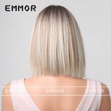 New Style Wig - Middle Part, Gray Short Straight Hair, Full Bob Wig