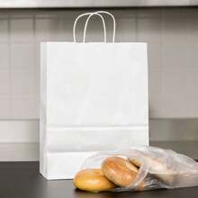 HOT BARGAINS 50 X Brown / White Paper Bags With Round Handles | Takeaway Carriers - White - View 2