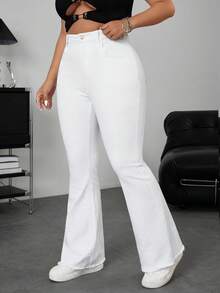 Jeanoix Quần Jeans Denim Dài Ống Loe Siêu Dài Đơn Giản Hàng Ngày Cho Nữ - trắng - Xem 4