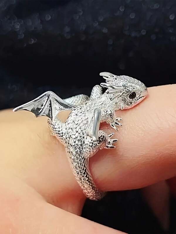 1 Small Flying Dragon Ring, Retro Design, Adjustable Ring Opening, No Fading, Suitable For Men And Women To Wear Advanced Index Finger Ring, A Variety Of Colors And Styles Are Available.